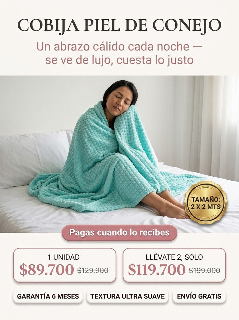 Cobija Piel de Conejo - Agua marina