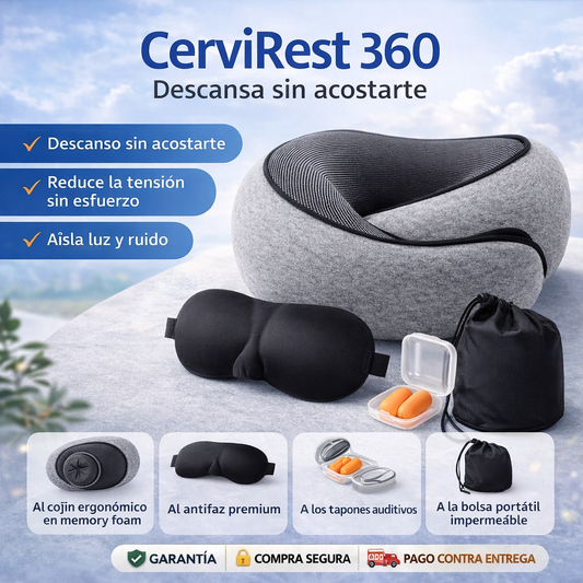 Sistema de descanso cervical CerviRest 360 memory foam para viajes - Frontera Mandala