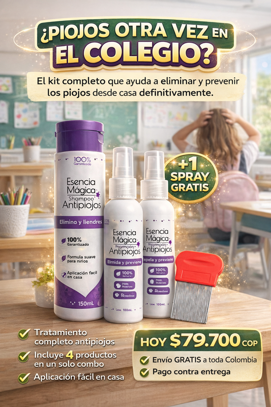 Kit antipiojos Esencia Magica con shampoo peine metalico y spray repelente - Frontera Mandala