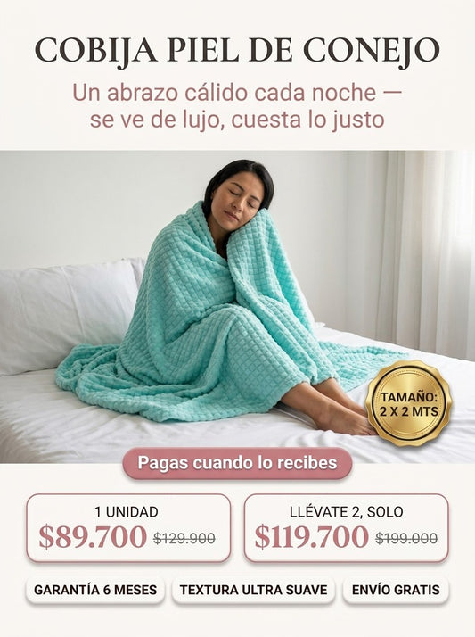Cobija Piel de Conejo - Agua marina