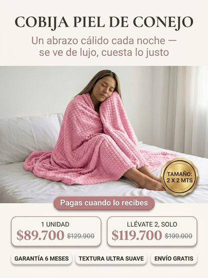 Cobija Piel de Conejo - Rosado